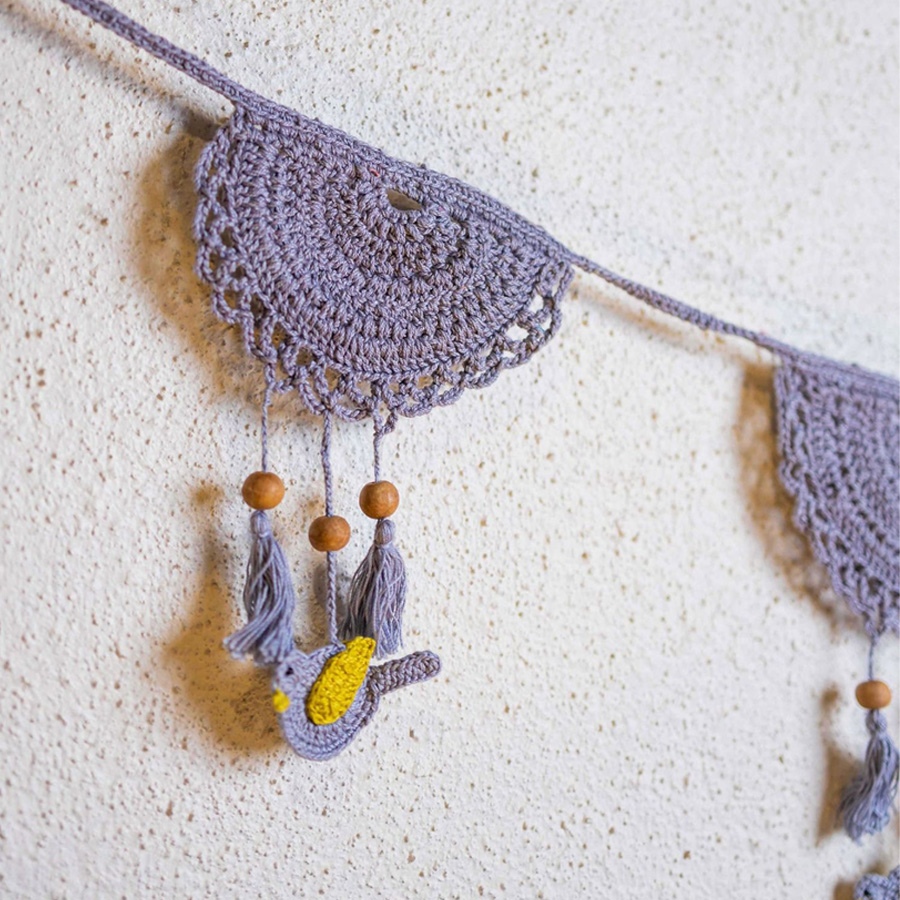 shop Crochet Toran - Tassel Boho Bunting ~ Grey 2 