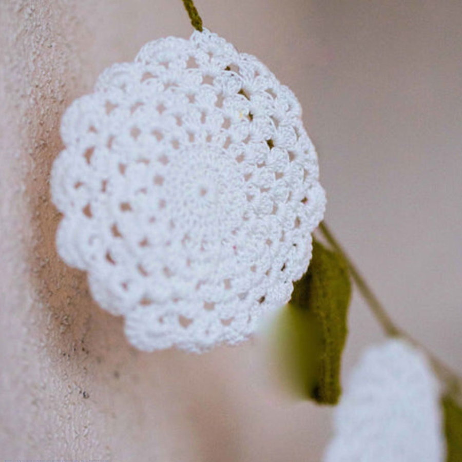 shop Crochet Toran - Flower Boho Bunting ~ White 