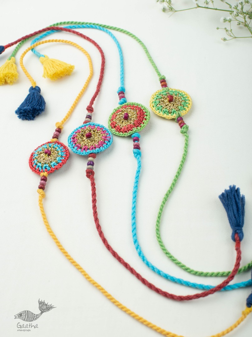  Handmade Recyclable Crochet Rakhi Set Mandala (Set of 4) 