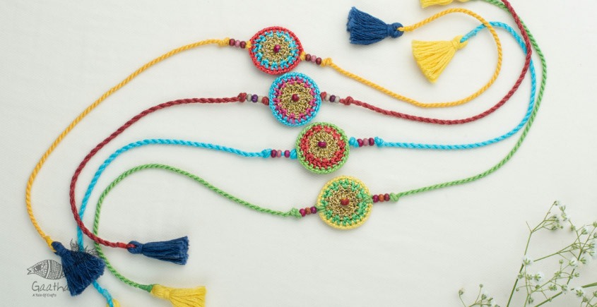  Handmade Recyclable Crochet Rakhi Set Mandala (Set of 4) 