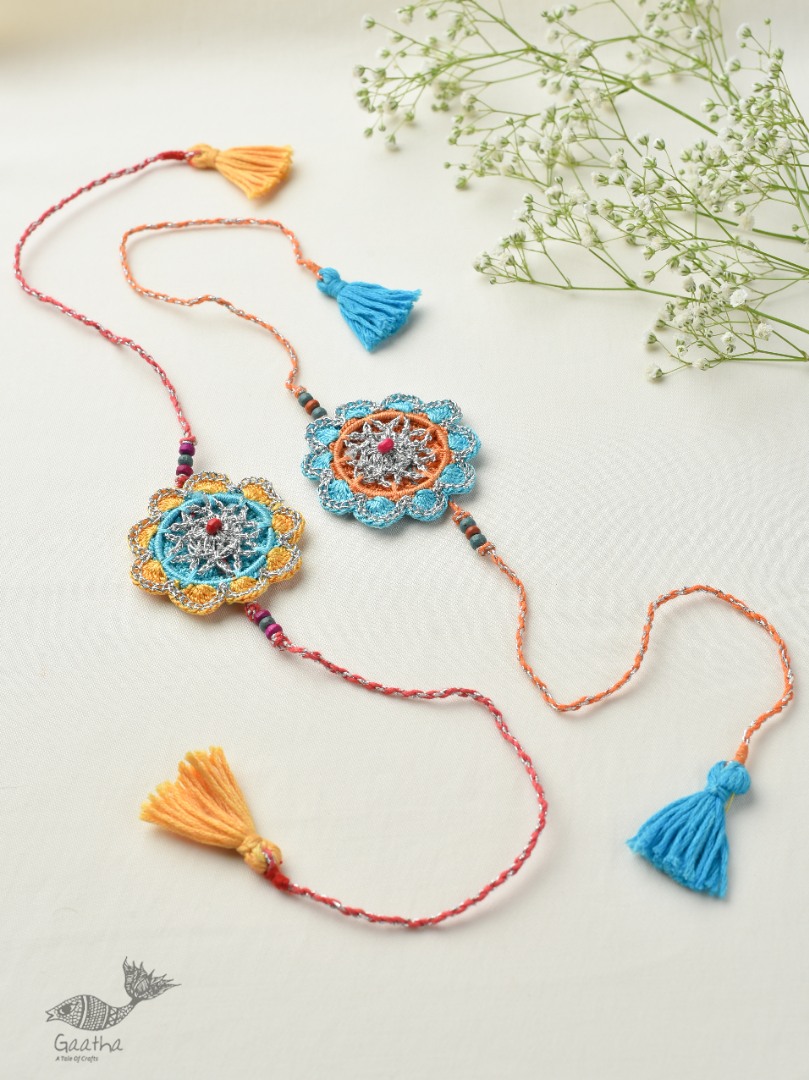  Handmade Recyclable Crochet Rakhi Set Palash (Set of 2) 