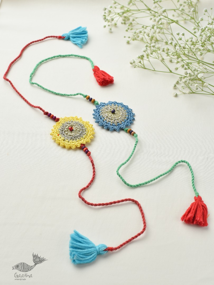  Handmade Recyclable Crochet Rakhi Set Seher (Set of 2) 