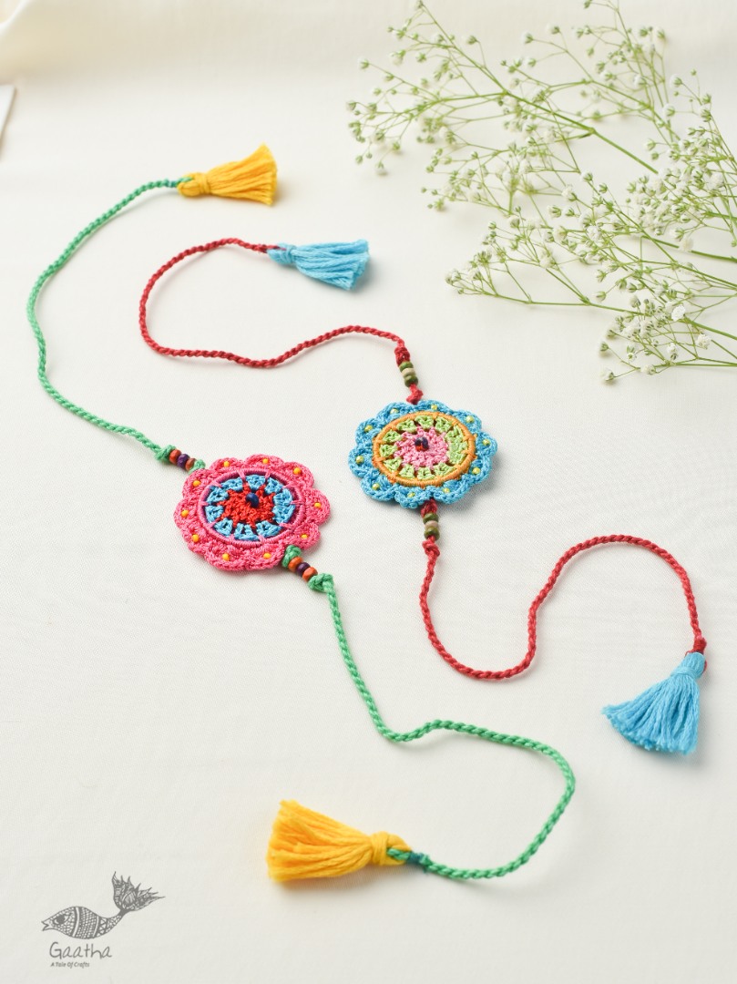  Handmade Recyclable Crochet Kids Rakhi Set Butterfly  (Set of 2) 