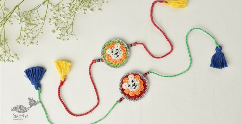 Crochet Kids Rakhi Set Cute Lion  (Set of 2) 