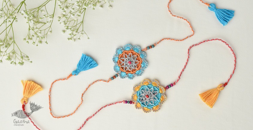  Handmade Recyclable Crochet Rakhi Set Palash (Set of 2) 