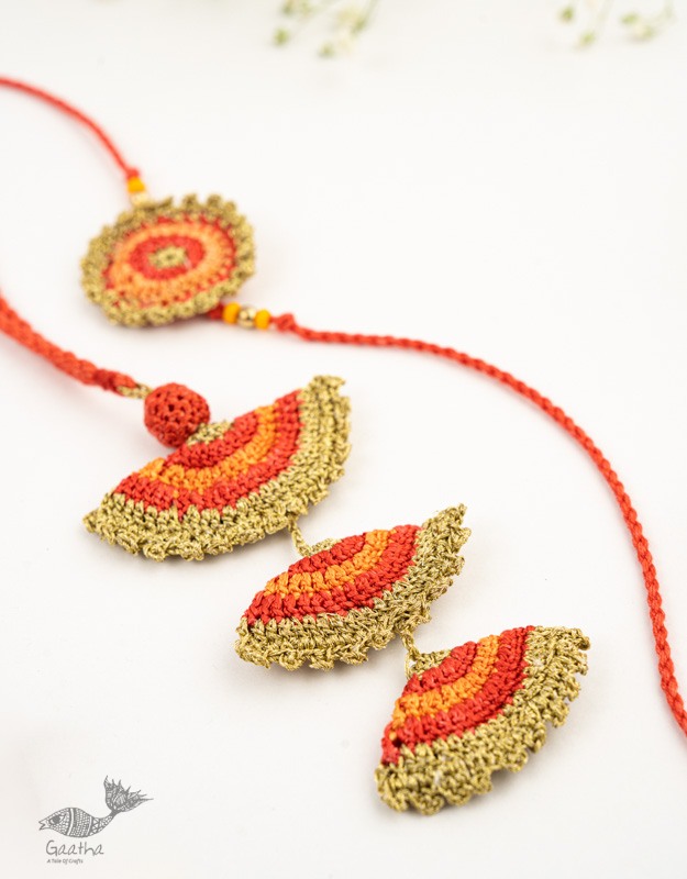 Handmade Recyclable Crochet Rakhi & Lumba Set  (Set of 2)