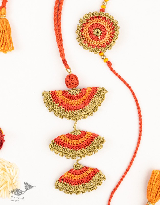 Handmade Recyclable Crochet Rakhi & Lumba Set  (Set of 2)