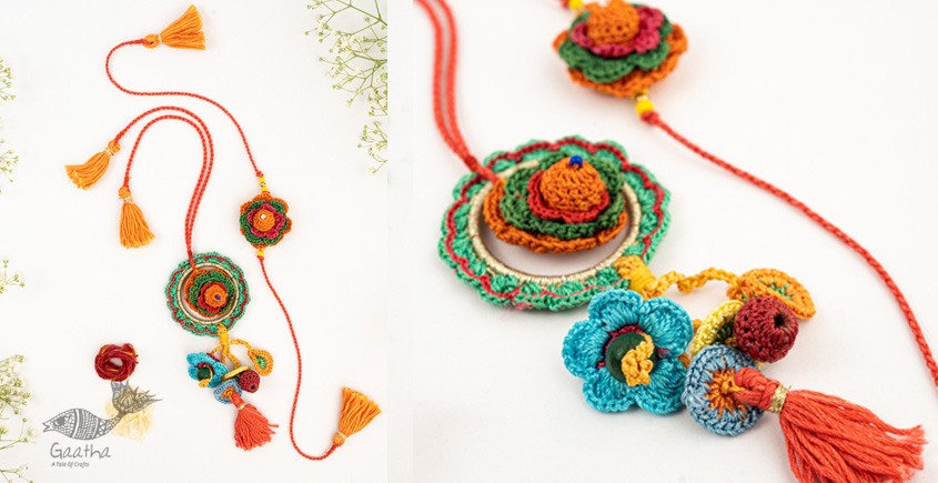 Handmade Recyclable Crochet Rakhi & Lumba Set  (Set of 2)