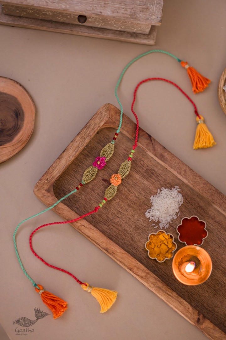 Handmade Crochet Rakhi (Set of 2) - Bageeya Rakhi