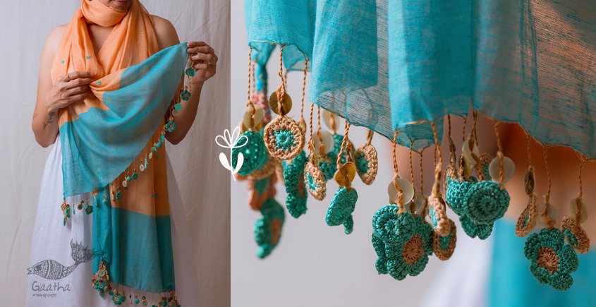 shop Hand Knitted Crochet Chanderi Stole