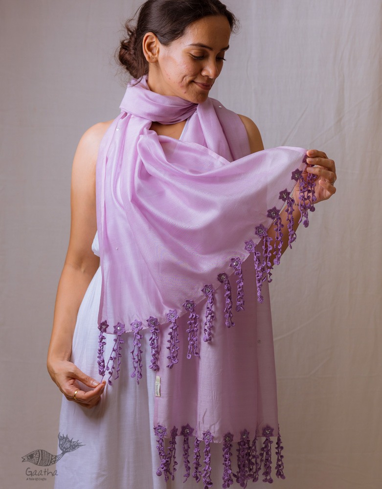 shop Hand Knitted Crochet Chanderi Stole