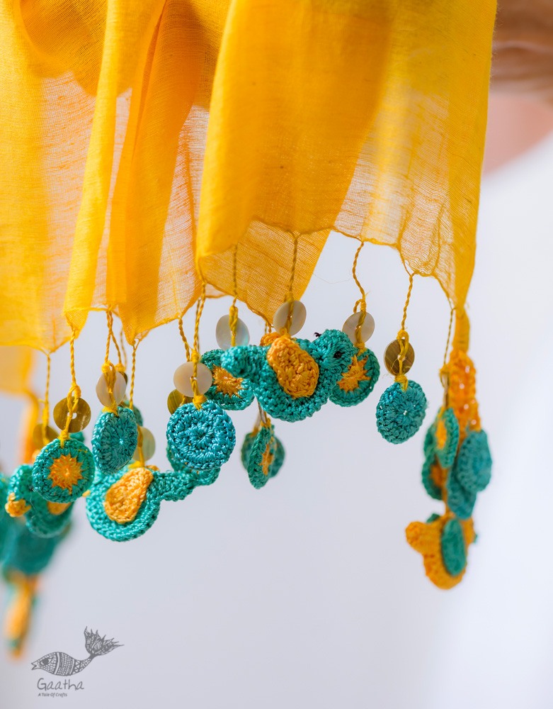 A Symphony in Color | Hand Knitted Crochet Chanderi Stole - I