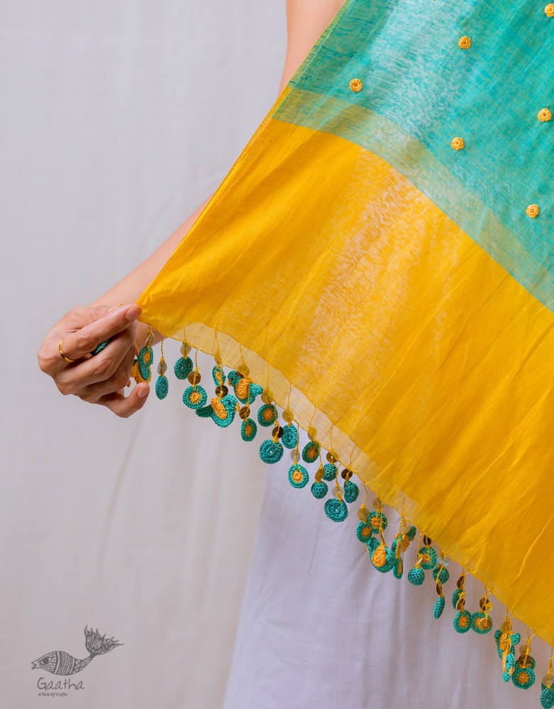 A Symphony in Color | Hand Knitted Crochet Chanderi Stole - I