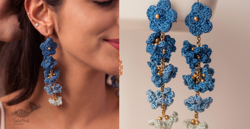 Indigo Shower Floral Danglers
