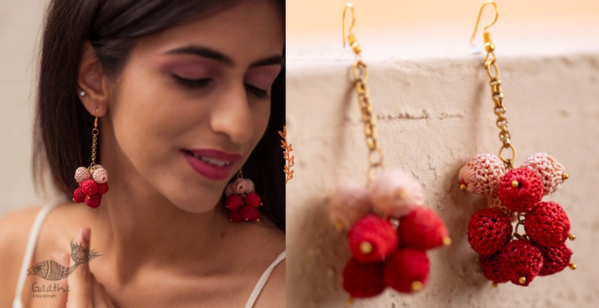 shop online Crochet handcrafted earring - Red Ombre