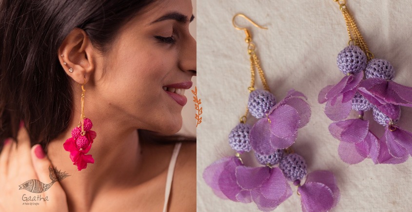 shop online Crochet handcrafted Swing Floral Earrings