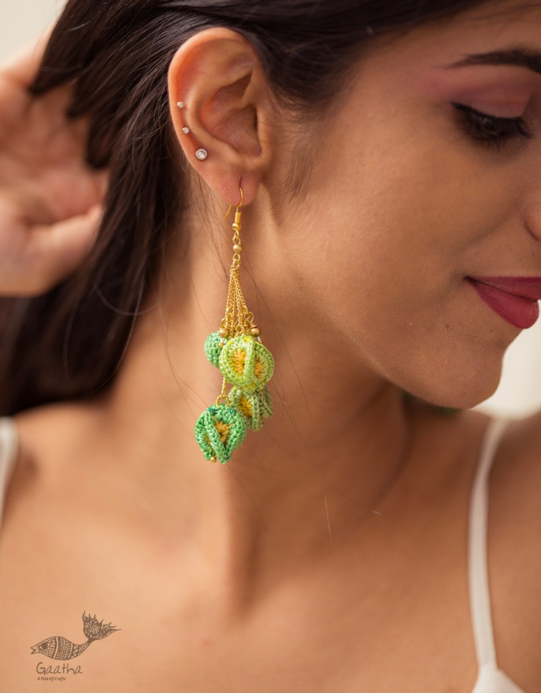 shop online Crochet handcrafted earring - Green Bougainvillea