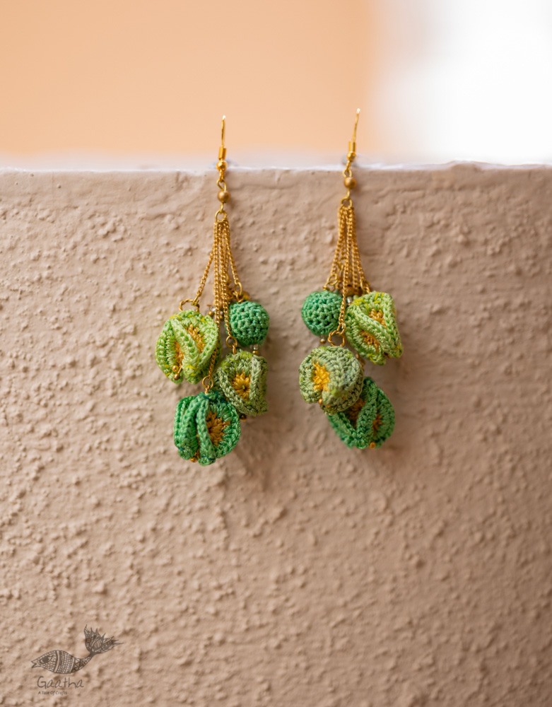 shop online Crochet handcrafted earring - Green Bougainvillea