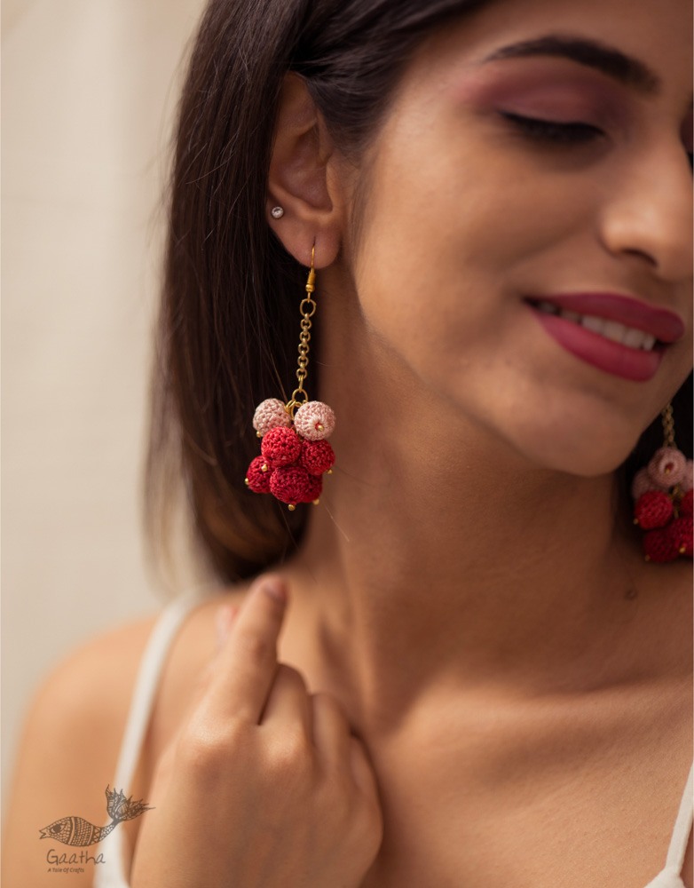 shop online Crochet handcrafted earring - Red Ombre