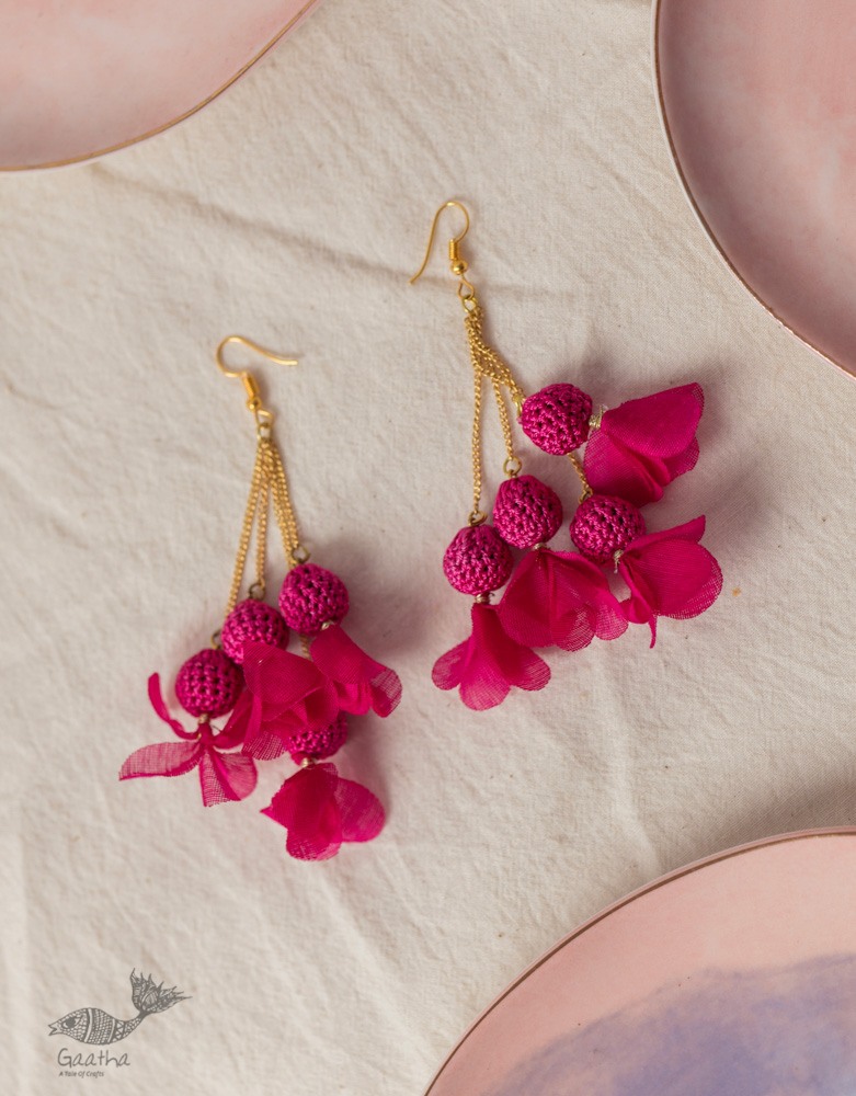 shop online Crochet handcrafted Swing Floral Earrings