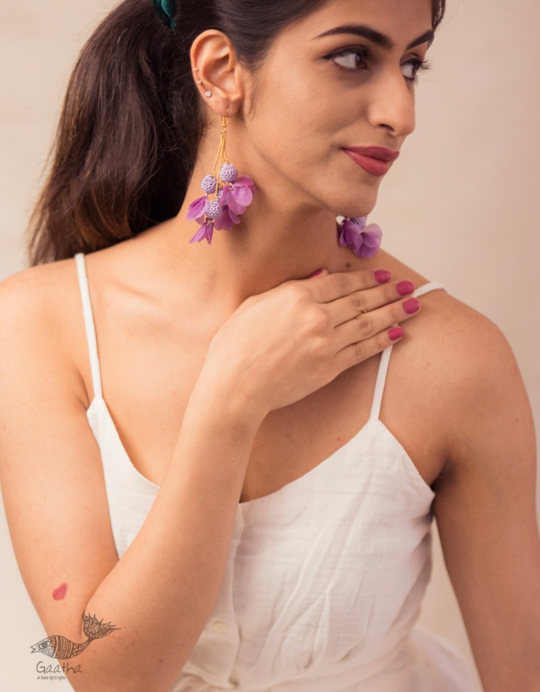 shop online Crochet handcrafted Swing Floral Earrings