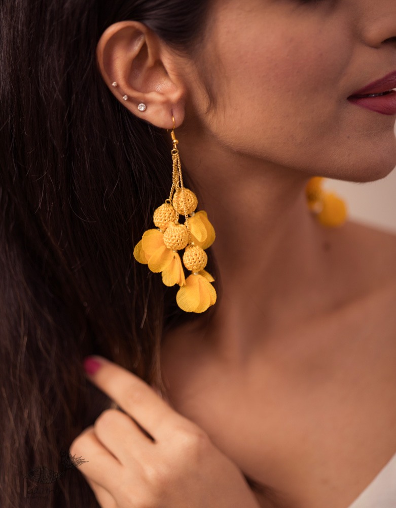 shop online Crochet handcrafted Swing Floral Earrings