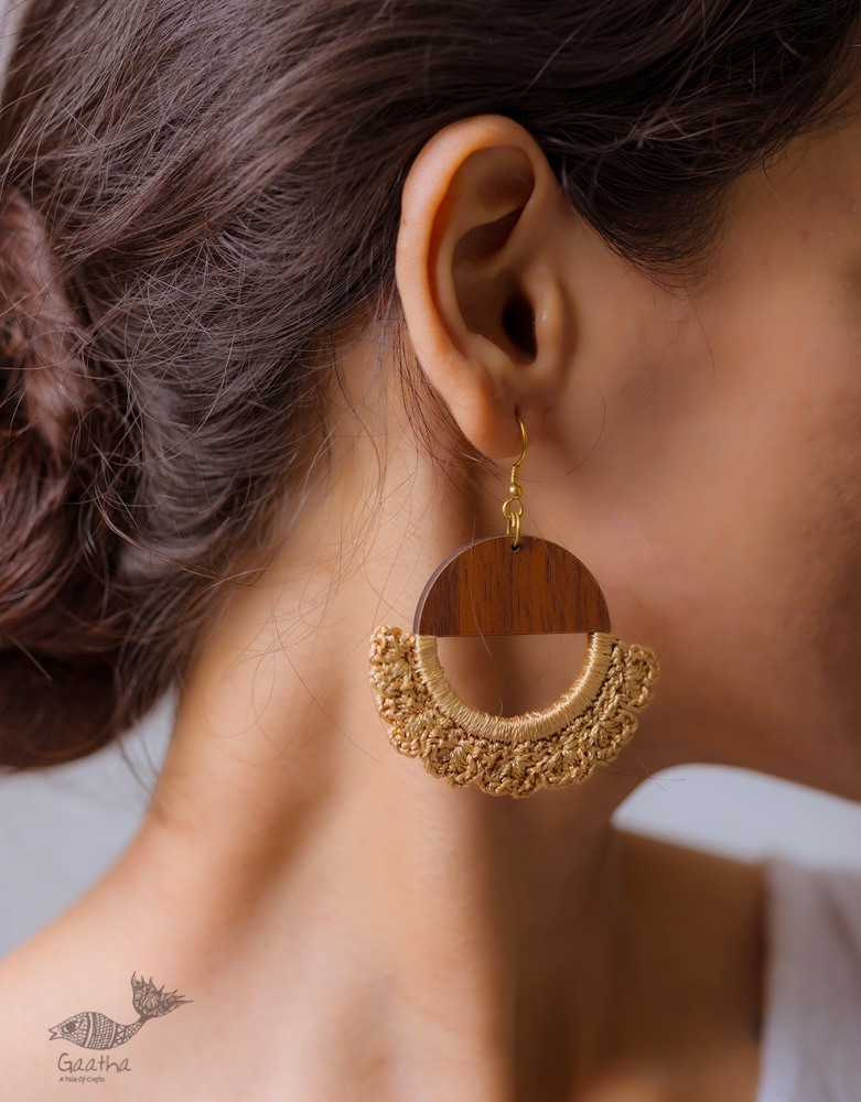 shop online Crochet handcrafted Swing Earrings Moon 