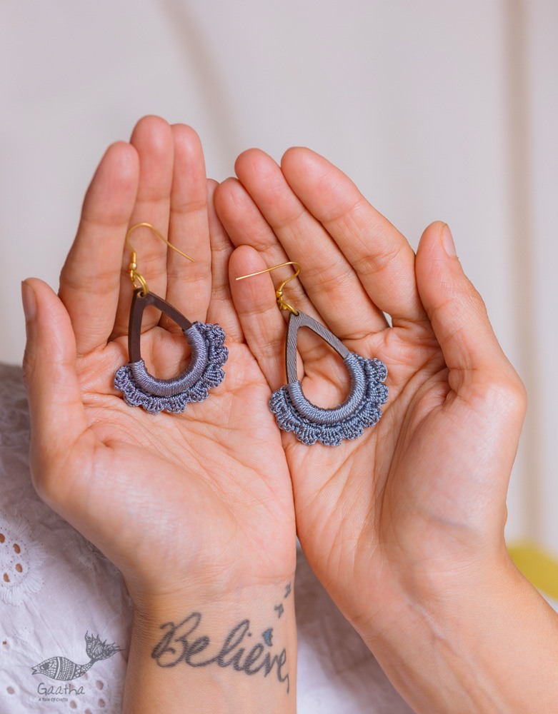 shop online Crochet handcrafted earring - Rain drop ~ Grey 