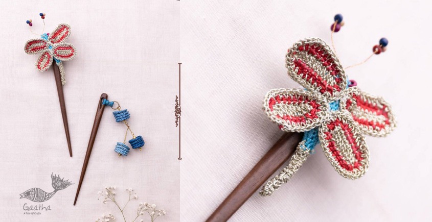 shop Crochet Butterfly & Tiki Hair Sticks (Pair)