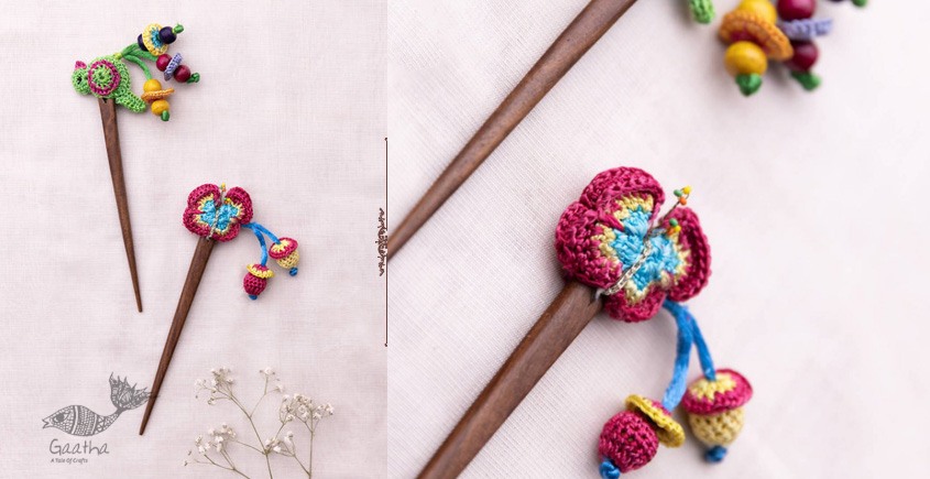 shop Multi coloured Bird Butterfly Hair Stick (Pair) ~ Green