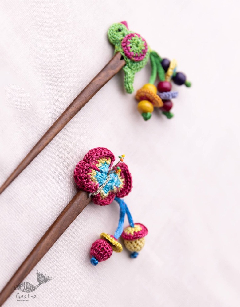 shop Multi coloured Bird Butterfly Hair Stick (Pair) ~ Green
