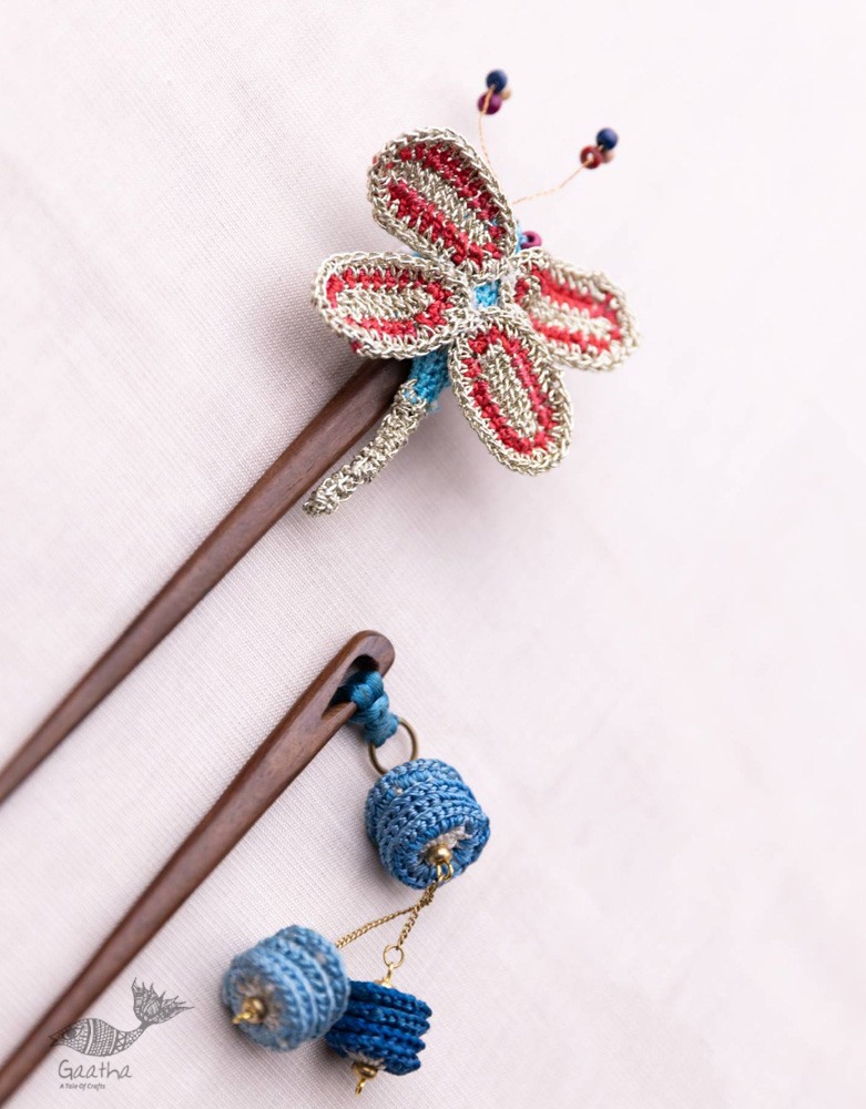 shop Crochet Butterfly & Tiki Hair Sticks (Pair)