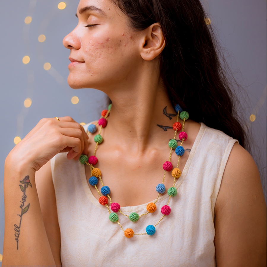 shop Crochet Necklace - Mela Necklace ~ Multicoloured Beads