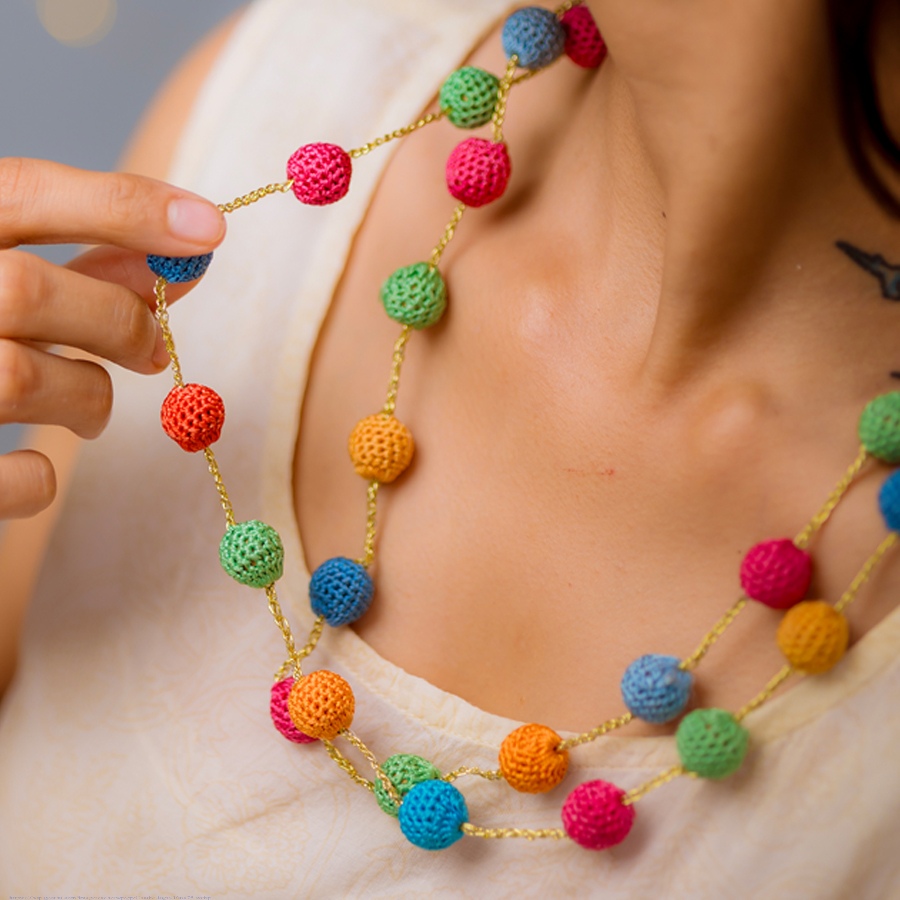 shop Crochet Necklace - Mela Necklace ~ Multicoloured Beads