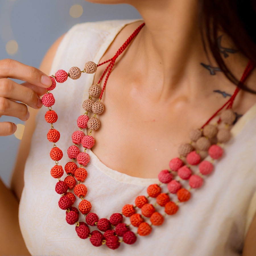 shop Crochet Necklace - Nakshatra Moon Necklace ~ Lilac Gold Beads