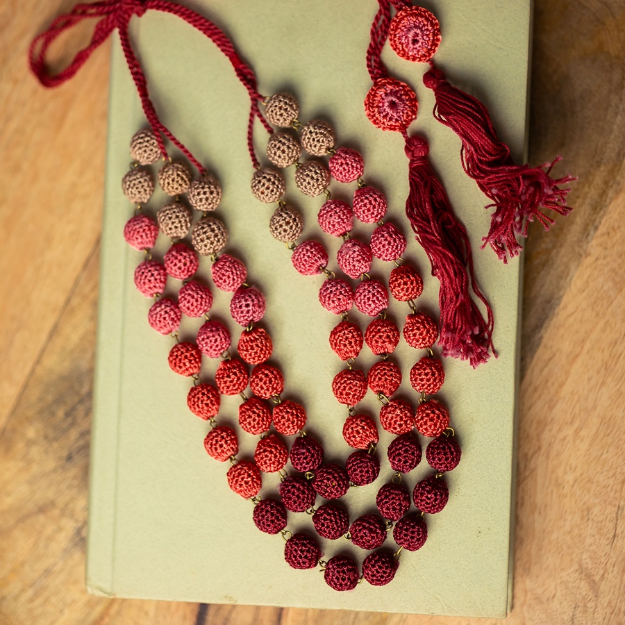 shop Crochet Necklace - Nakshatra Moon Necklace ~ Lilac Gold Beads
