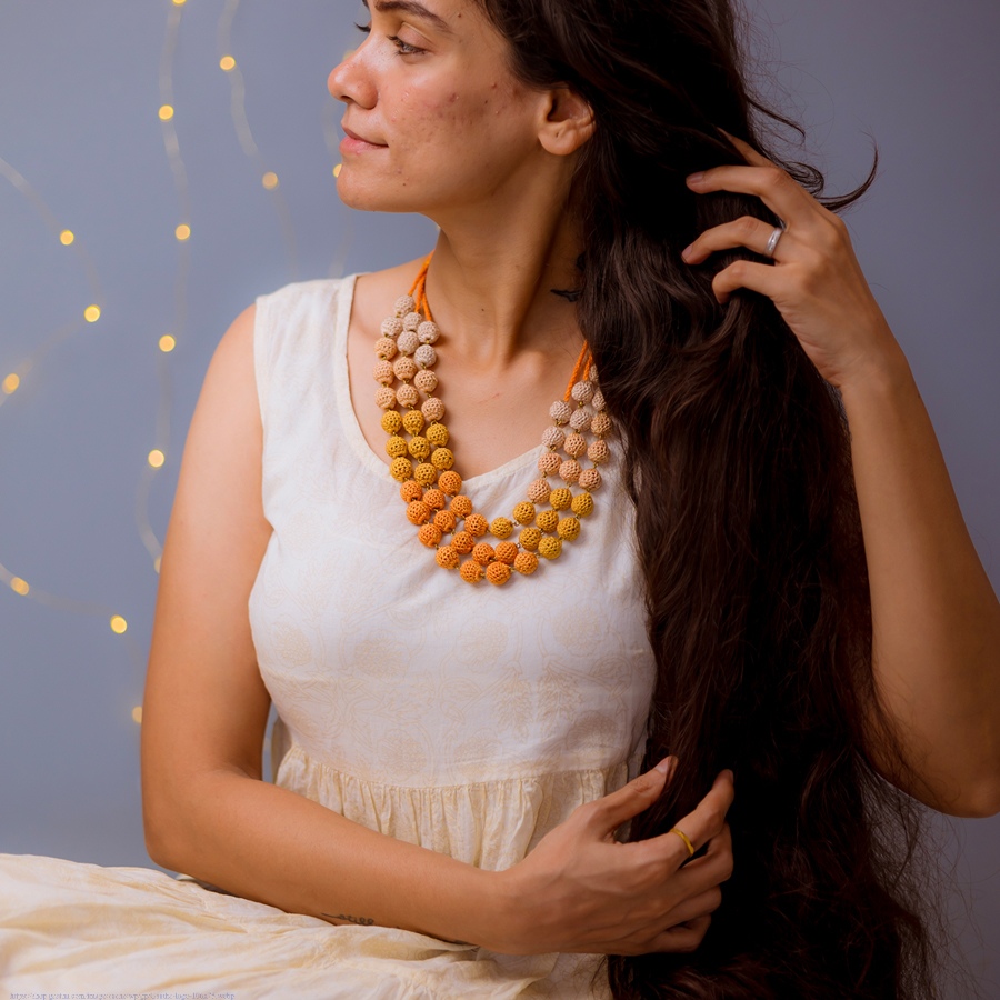 shop Crochet Necklace - Mausam Necklace ~ Peach