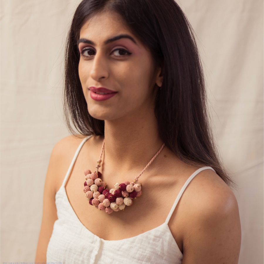 shop Crochet Necklace - Guldasta Necklace ~ Rust