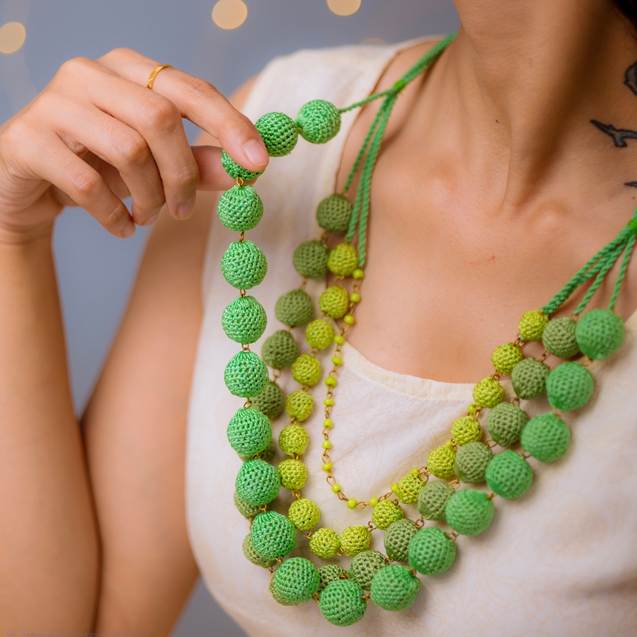 shop Crochet Necklace - Aadya Necklace ~ Green Ombre