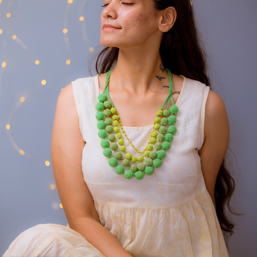 shop Crochet Necklace - Aadya Necklace ~ Green Ombre