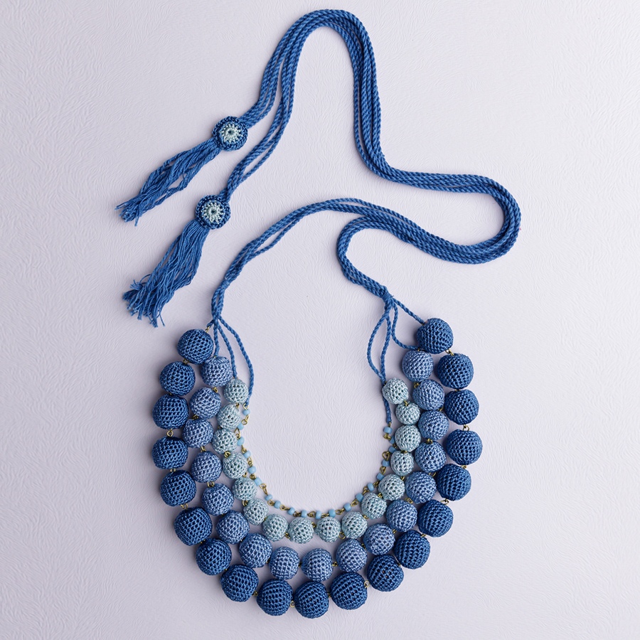 shop Crochet Necklace - Aadya Necklace ~ Indigo Ombre