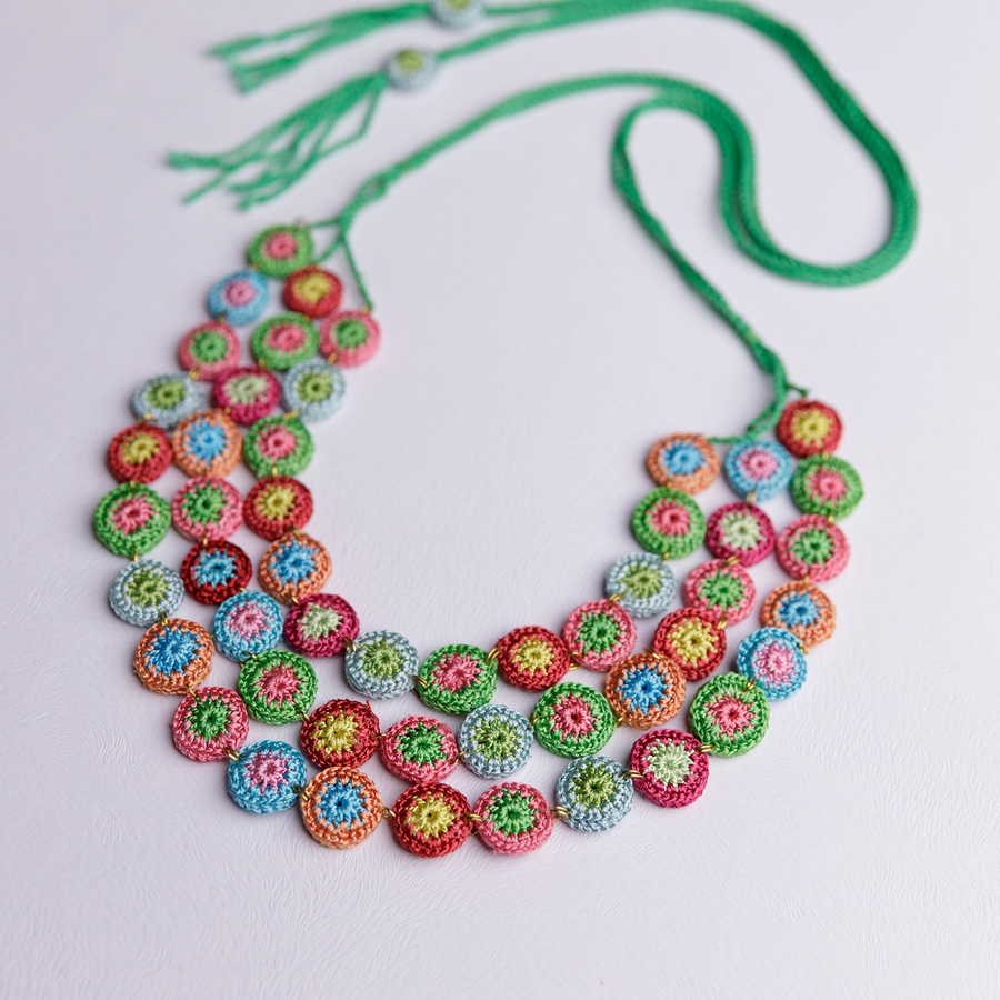 shop Crochet Necklace - Mela Layered Necklace ~ Multicoloured
