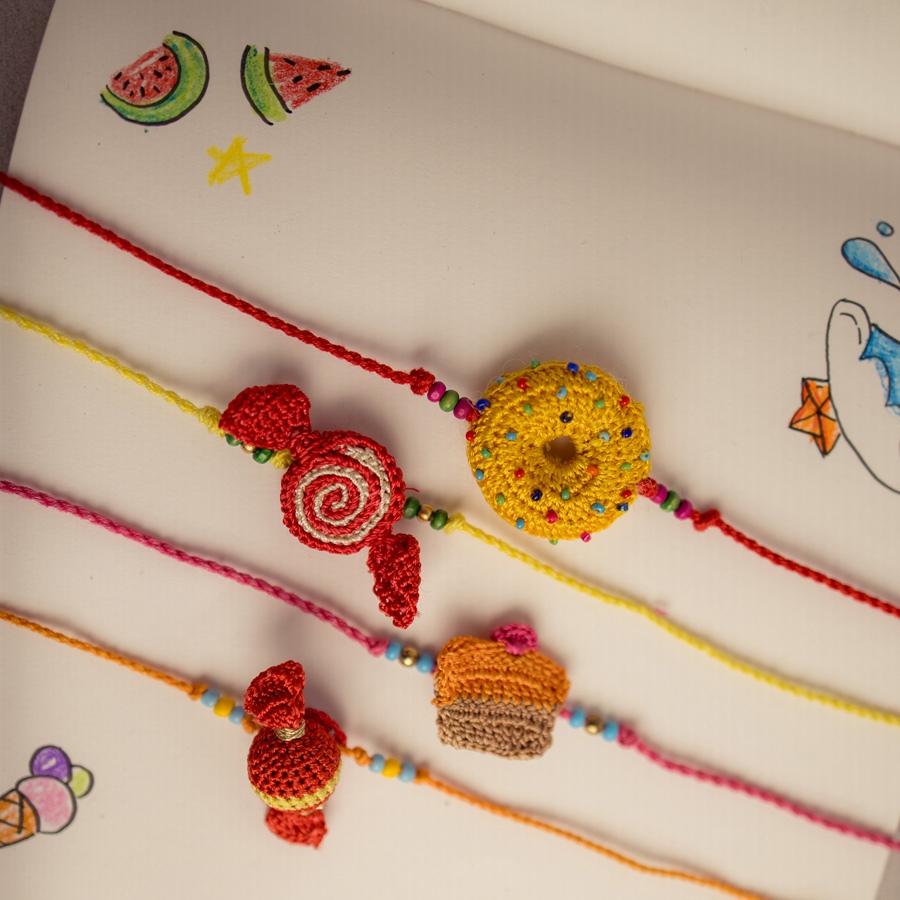 Handmade Crochet Rakhi Candy (Set of 4)