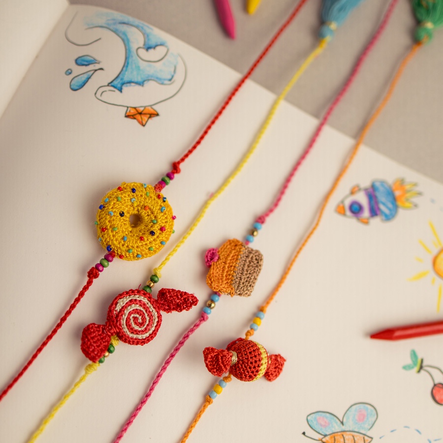 Handmade Crochet Rakhi Candy (Set of 4)