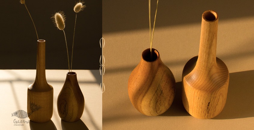 shop Wooden Miniature Vase (Set of Two)