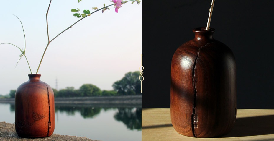 shop Handcrafted wooden vase