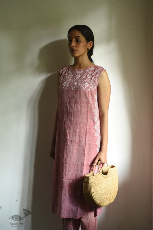 handloom Cotton chikankari Embroidered Kurti