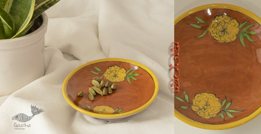 designer decorative Genda Phool Jaipur Pottery, Wall decor & Serving Platters - White