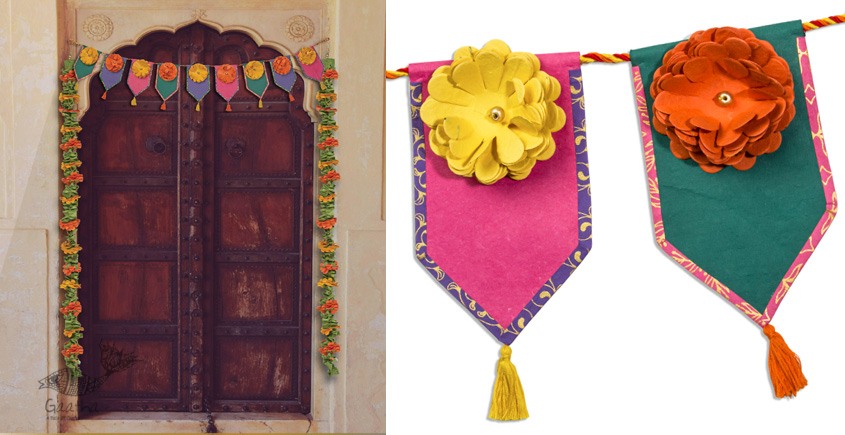 designer decorative flower hanging Toran - Genda Kutch Toran