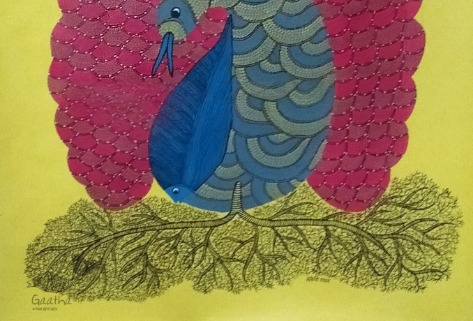 tribal gond painting-Peacock 